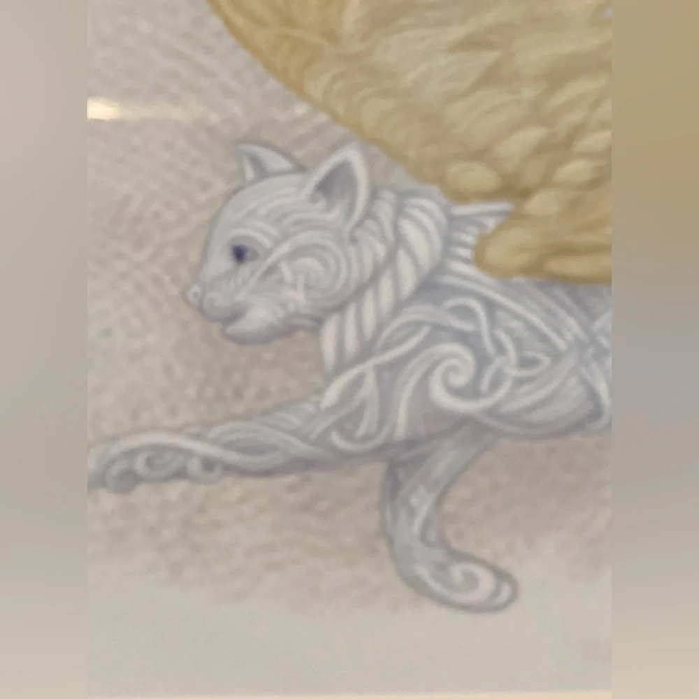 Kevin Dyer Cast Paper Art Print Signed Double Matted Flight of Fancy Cat 10”x 8”